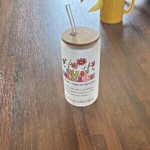 Floral 'Chaos Coordinator' Glass Tumbler with Bamboo Lid